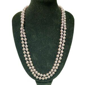 Vintage Elegant Long Strand Purple Lavender Faux Pearl Necklace
